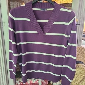 Purple & White Striped Sweater